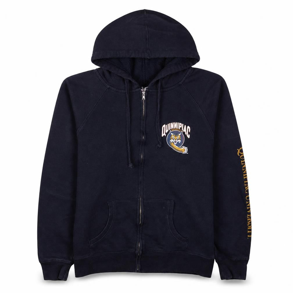 Champion Mens Blue Full Zip Hoodie M Quinnipiac University Fleece