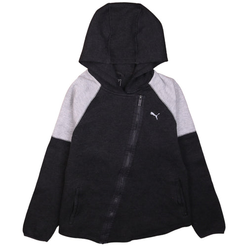 Puma Women Black Grey Full Zip Hoodie Size 12 Cotton Blend