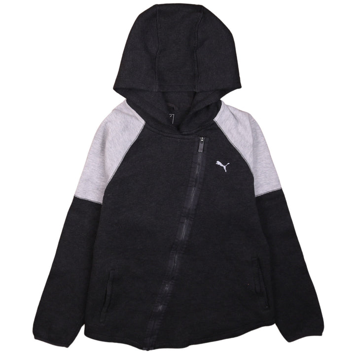 Puma Women Black Grey Full Zip Hoodie Size 12 Cotton Blend