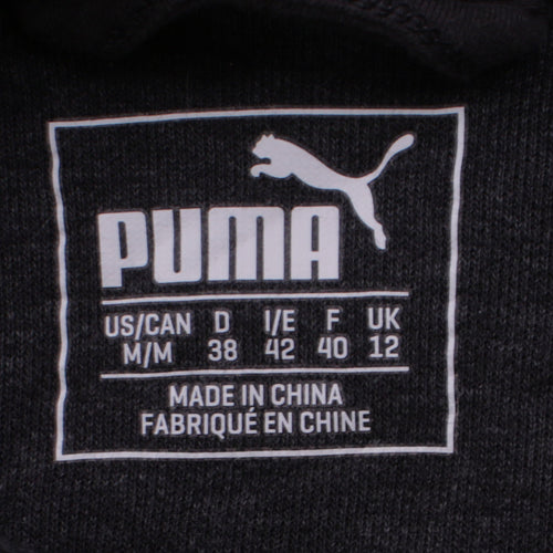Puma Women Black Grey Full Zip Hoodie Size 12 Cotton Blend