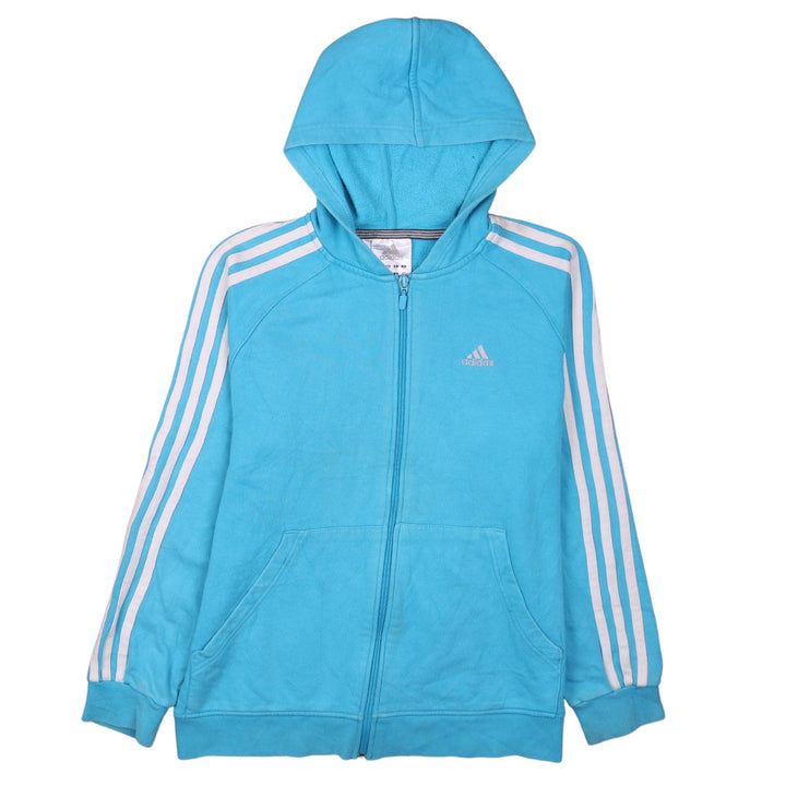Adidas Teens Blue Full Zip Hoodie 164 Logo Sportswear