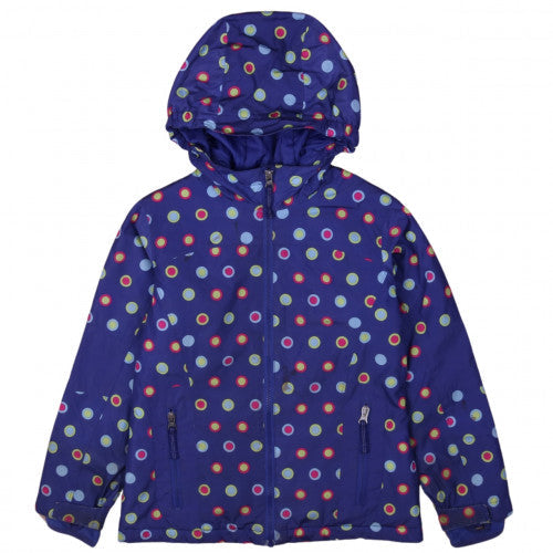 Lands' End Girls Blue Polka Dot Hooded Rain Coat Jacket Size 7 Years