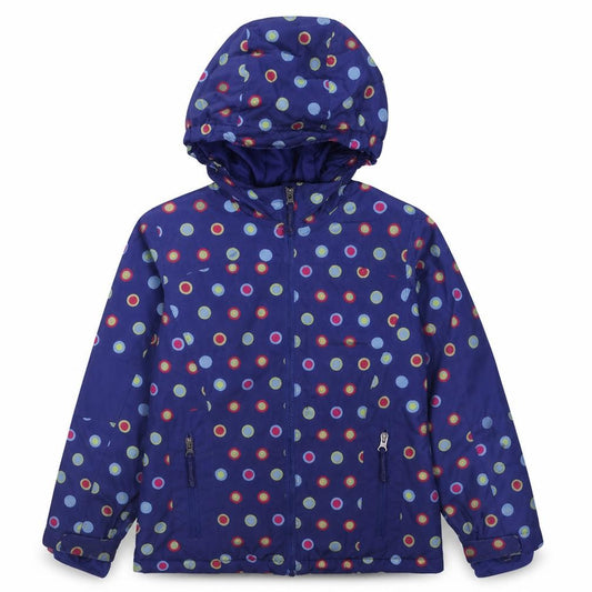 Lands' End Girls Blue Polka Dot Hooded Rain Coat Jacket Size 7 Years