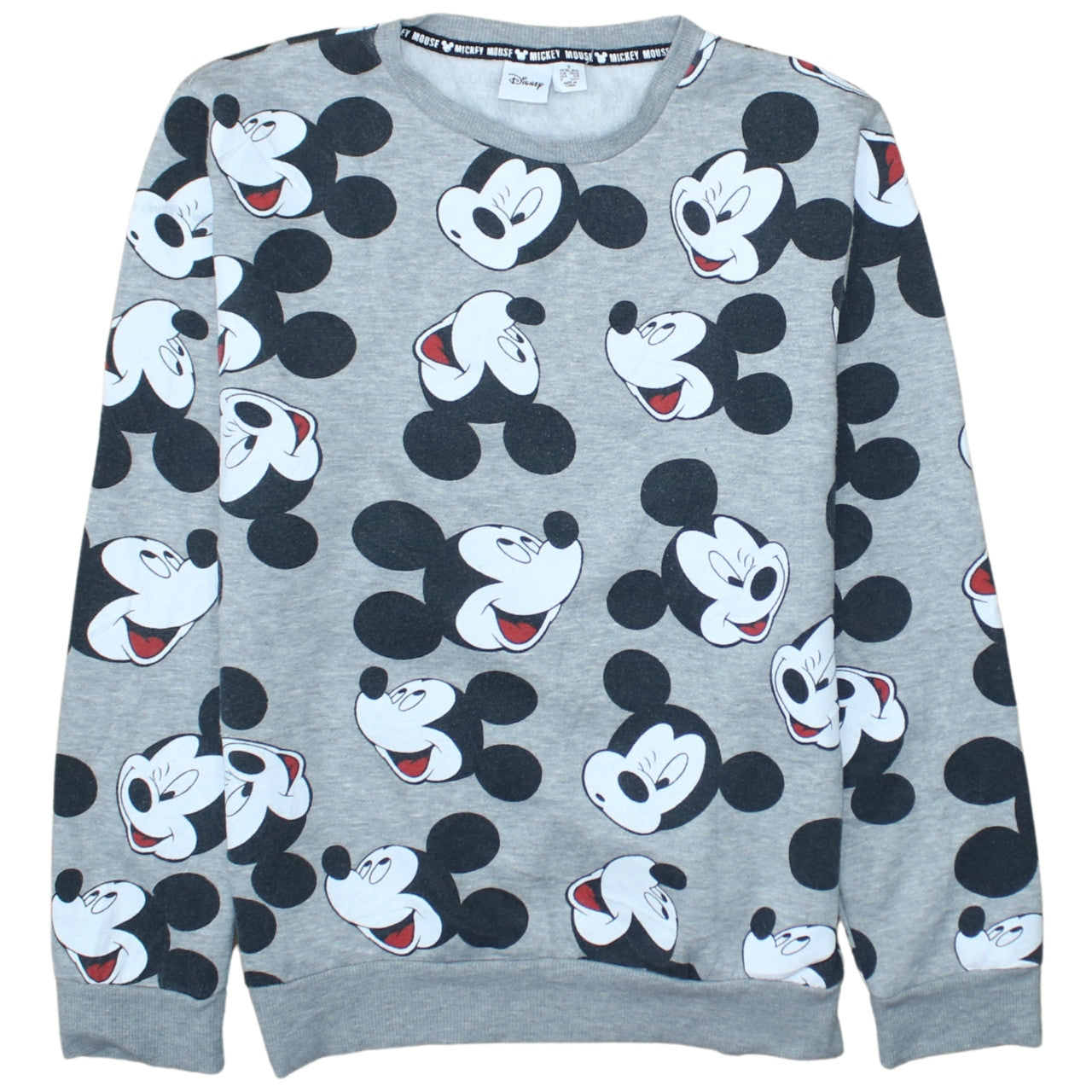 Disney Womens Grey Mickey Mouse Print Pullover Sweatshirt Size S