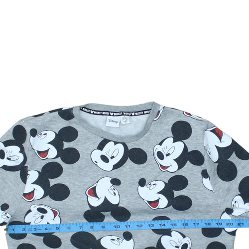 Disney Womens Grey Mickey Mouse Print Pullover Sweatshirt Size S