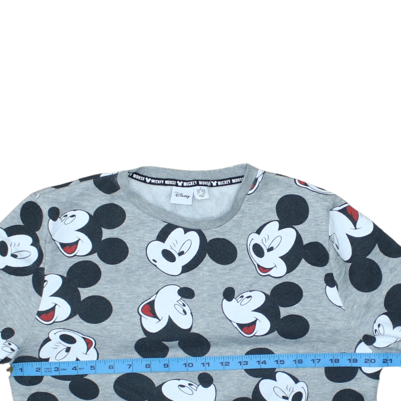 Disney Womens Grey Mickey Mouse Print Pullover Sweatshirt Size S
