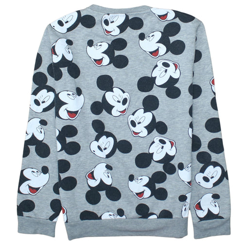 Disney Womens Grey Mickey Mouse Print Pullover Sweatshirt Size S