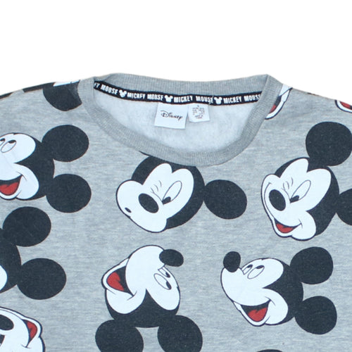 Disney Womens Grey Mickey Mouse Print Pullover Sweatshirt Size S