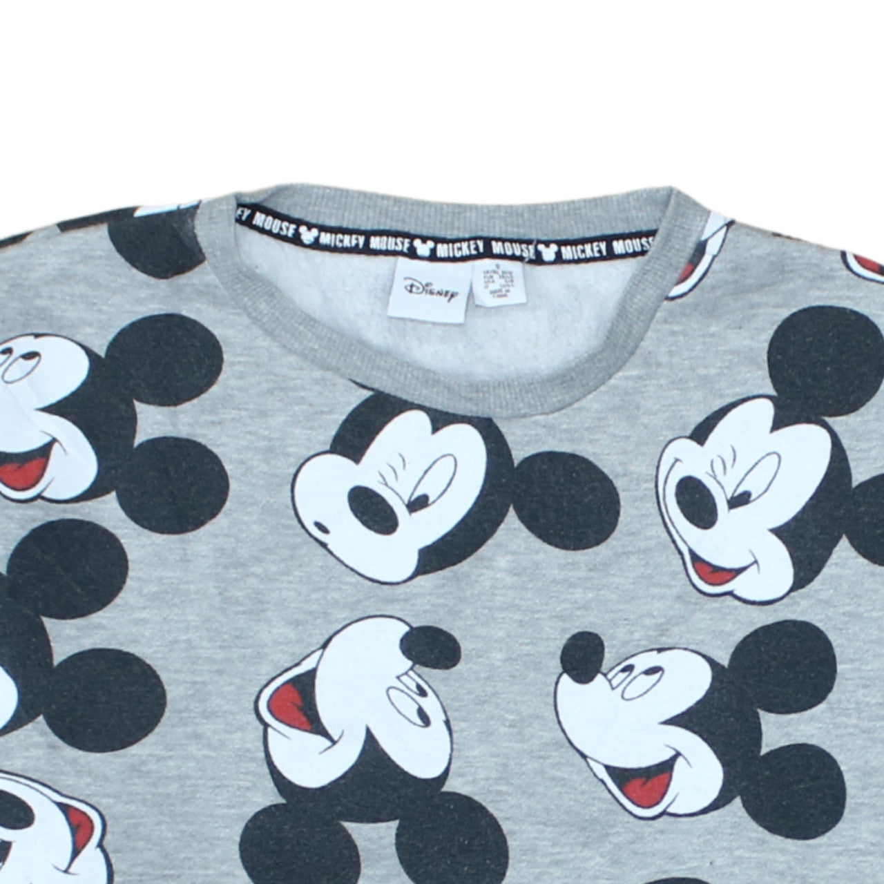 Disney Womens Grey Mickey Mouse Print Pullover Sweatshirt Size S