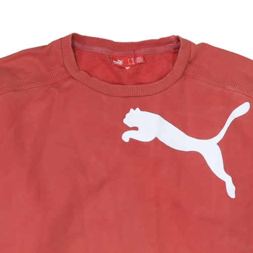 Puma Women's Red Logo Crew Neck Pullover Sweatshirt Size 16