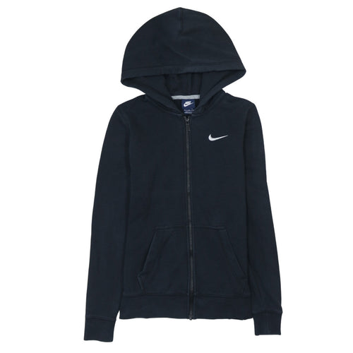 Nike Teens Black Full Zip Hoodie S Regular Cotton Blend