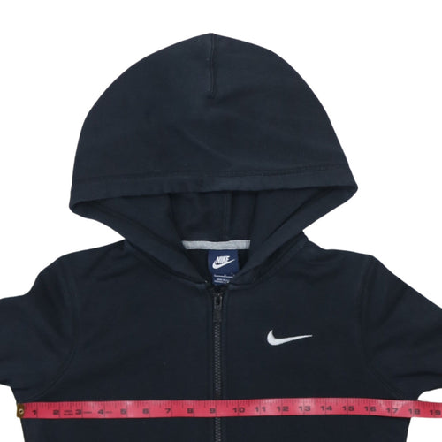Nike Teens Black Full Zip Hoodie S Regular Cotton Blend