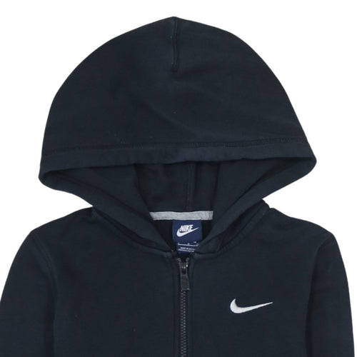 Nike Teens Black Full Zip Hoodie S Regular Cotton Blend