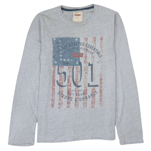 Levi's Boys Grey Long Sleeve 501 Logo T-Shirt Size 16 Years