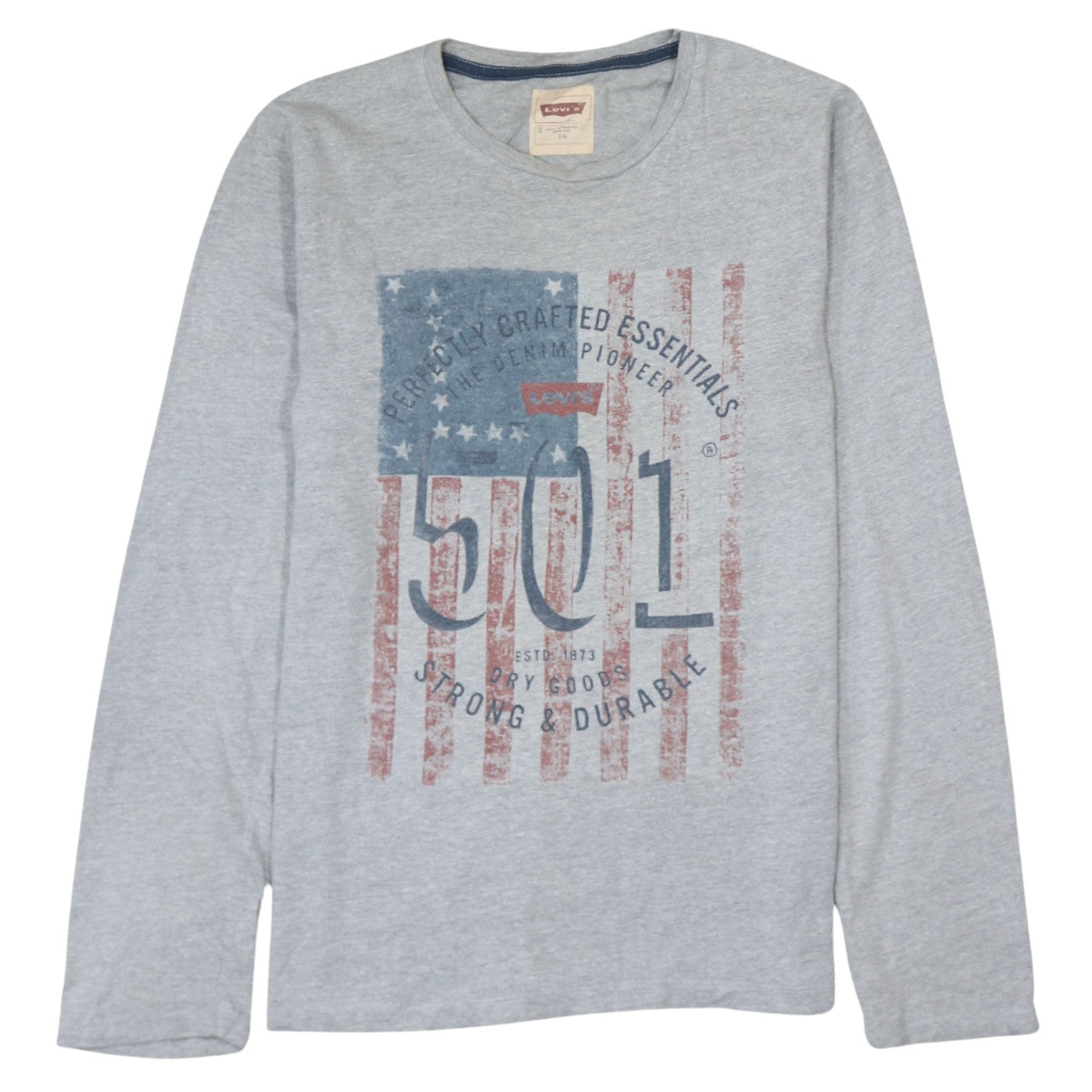 Levi's Boys Grey Long Sleeve 501 Logo T-Shirt Size 16 Years
