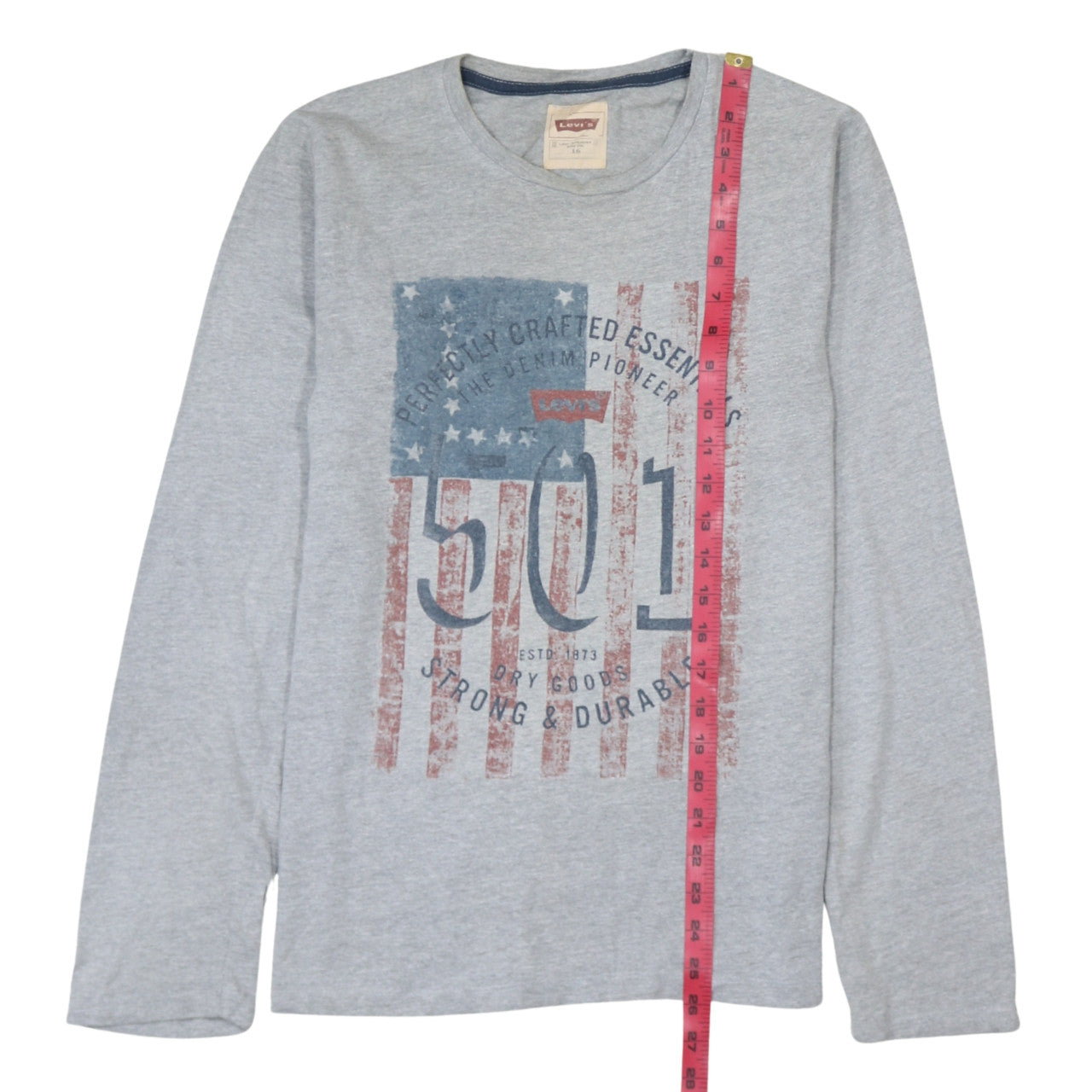 Levi's Boys Grey Long Sleeve 501 Logo T-Shirt Size 16 Years