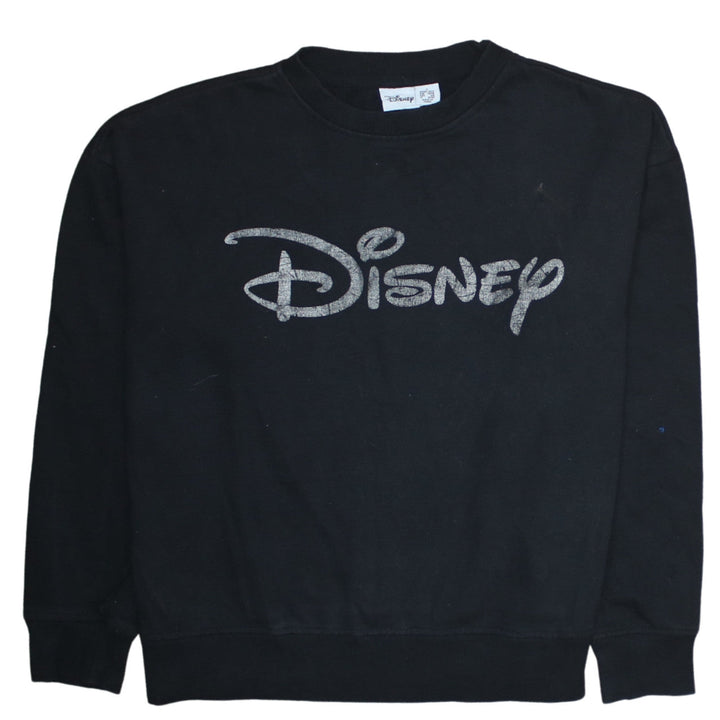 Disney Women's Black Glitter Logo Pullover Sweatshirt Size 10/12