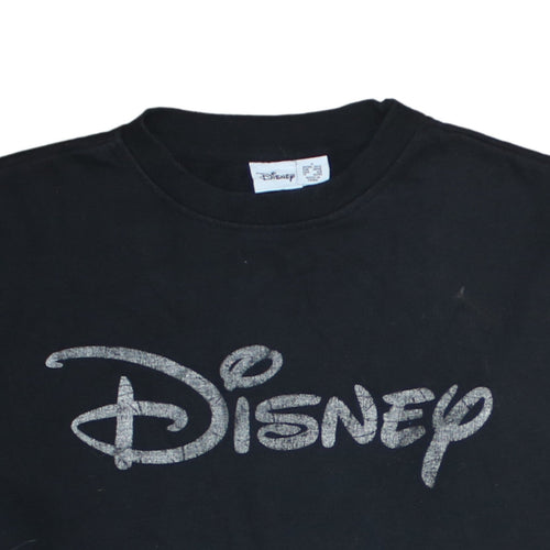 Disney Women's Black Glitter Logo Pullover Sweatshirt Size 10/12
