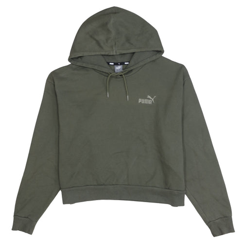 Puma Womens Green Pullover Hoodie Size L Relaxed Fit Sweatshirt