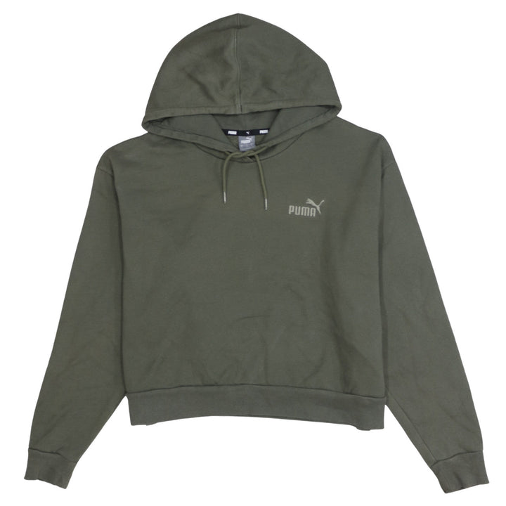 Puma Womens Green Pullover Hoodie Size L Relaxed Fit Sweatshirt