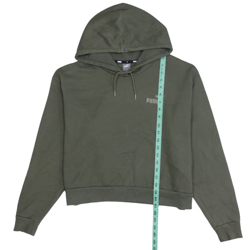 Puma Womens Green Pullover Hoodie Size L Relaxed Fit Sweatshirt
