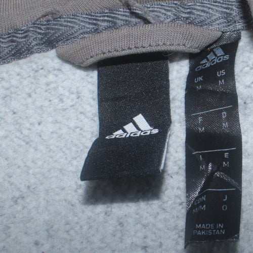 Adidas Men's Grey Full Zip Hooded Sweatshirt Medium Sports Fleece