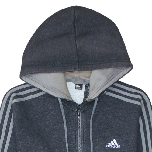 Adidas Men's Grey Full Zip Hooded Sweatshirt Medium Sports Fleece
