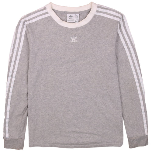 Adidas Women Grey Crew Neck Long Sleeve Pullover Sweatshirt Size 10