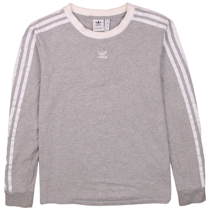 Adidas Women Grey Crew Neck Long Sleeve Pullover Sweatshirt Size 10