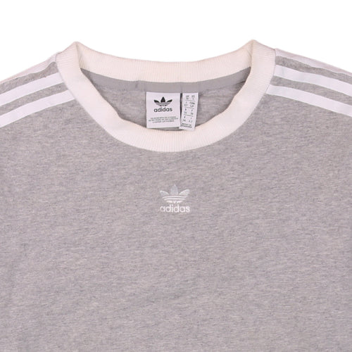 Adidas Women Grey Crew Neck Long Sleeve Pullover Sweatshirt Size 10