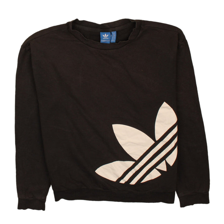 Adidas Womens Black Sweatshirt UK 10 Crew Neck Pullover Logo Print