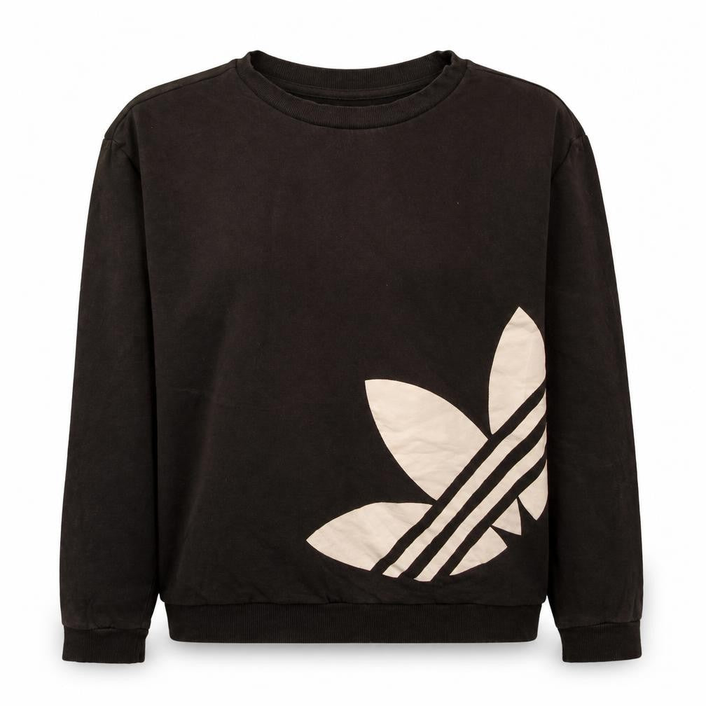 Front view of Adidas women’s black sweatshirt uk 10 crew neck pullover logo print