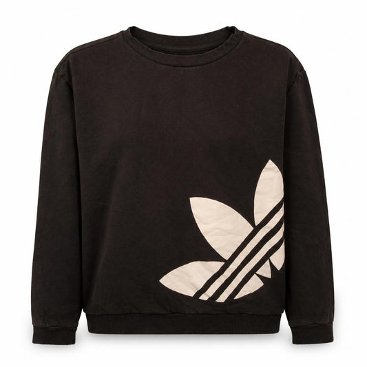 Front view of Adidas women’s black sweatshirt uk 10 crew neck pullover logo print