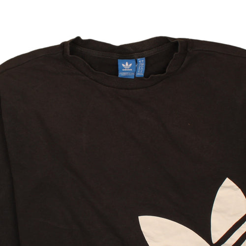 Adidas Womens Black Sweatshirt UK 10 Crew Neck Pullover Logo Print