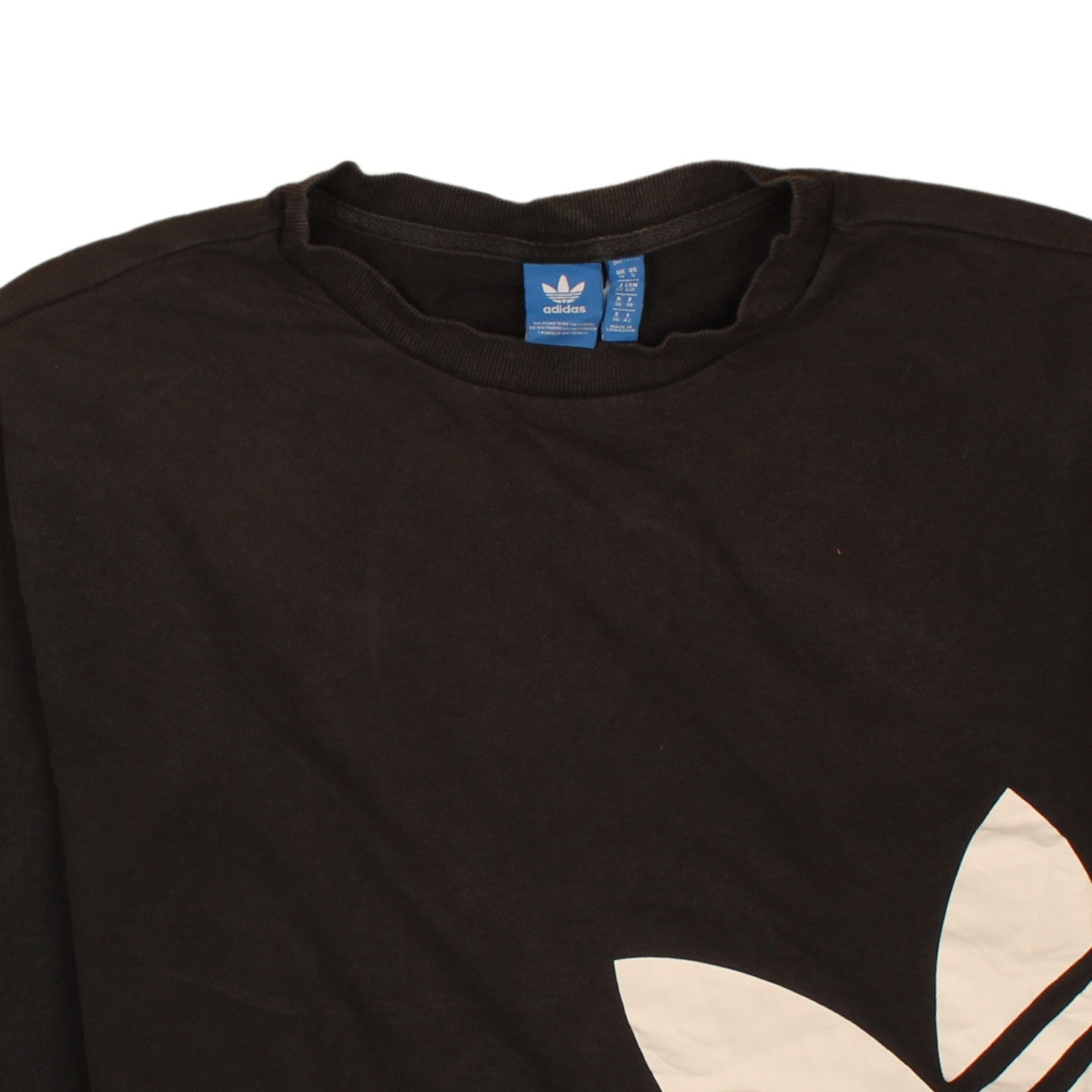 Adidas Womens Black Sweatshirt UK 10 Crew Neck Pullover Logo Print