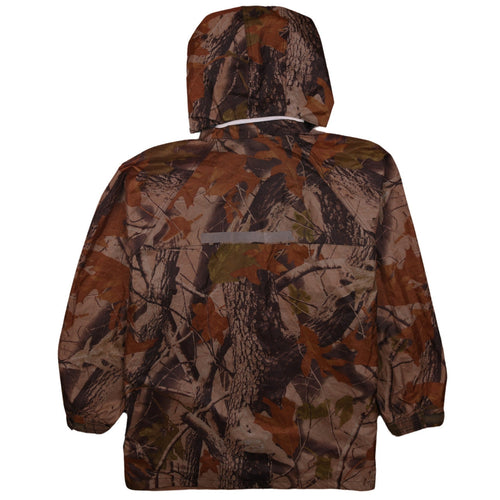 Aviator Men's Brown Camouflage Hooded Waterproof Windbreaker Jacket L