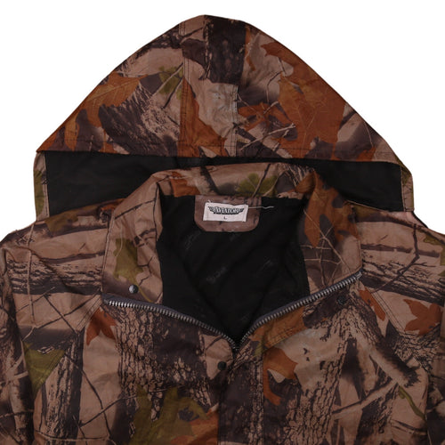 Aviator Men's Brown Camouflage Hooded Waterproof Windbreaker Jacket L