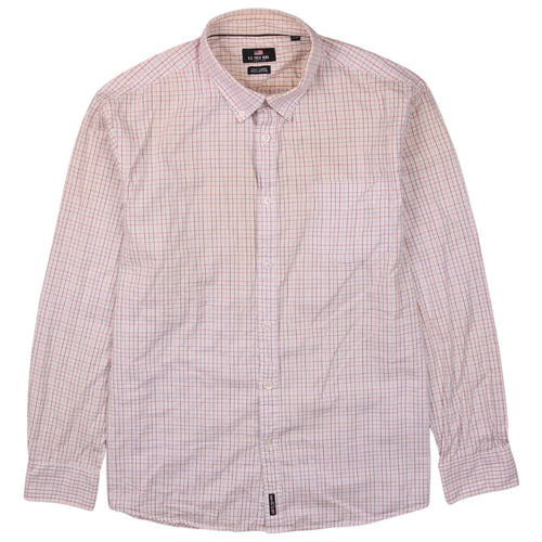 U.S. Polo Assn. Men's Beige Check Button-Down Shirt Size 16.5