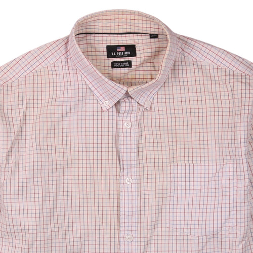 U.S. Polo Assn. Men's Beige Check Button-Down Shirt Size 16.5