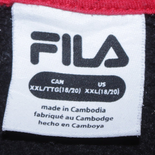Fila Boys Black Colourblock Pullover Hoodie Size 18/20 Logo Design