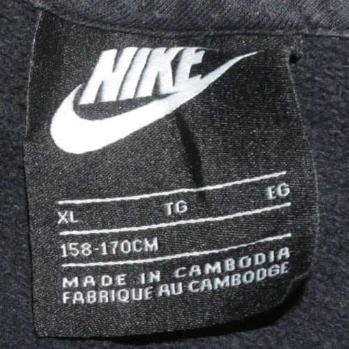 Nike Boys Black XL Full Zip Hoodie Fleece Sweatshirt 158-170cm