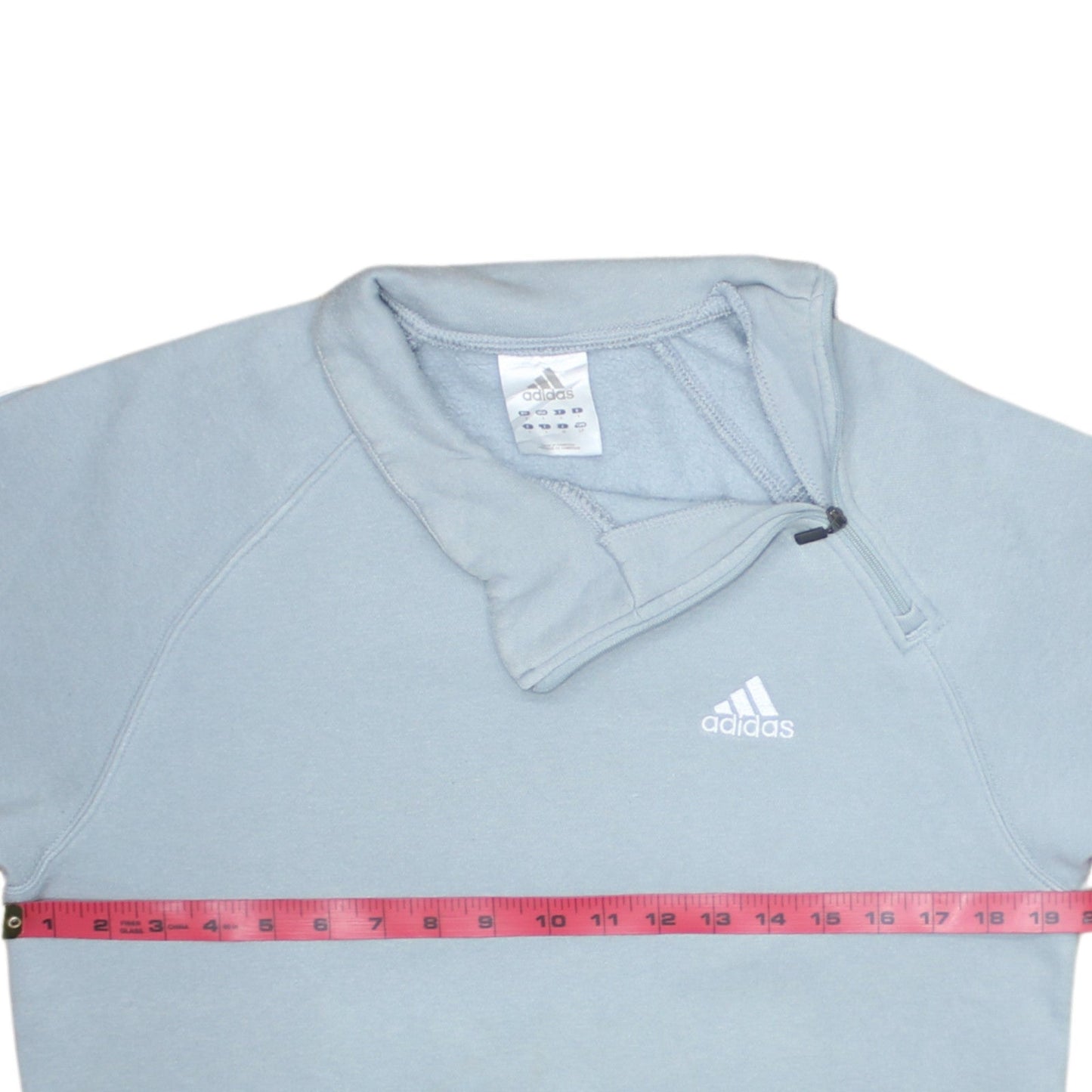 Adidas Men Blue 1/4 Zip Pullover Sweatshirt Size S Fleece Logo Top