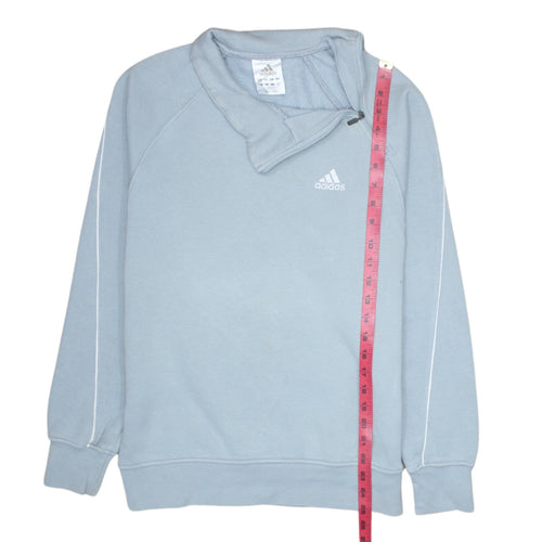 Adidas Men Blue 1/4 Zip Pullover Sweatshirt Size S Fleece Logo Top