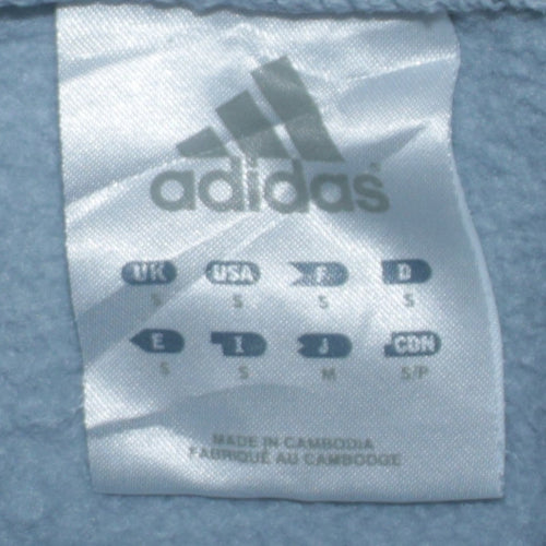 Adidas Men Blue 1/4 Zip Pullover Sweatshirt Size S Fleece Logo Top