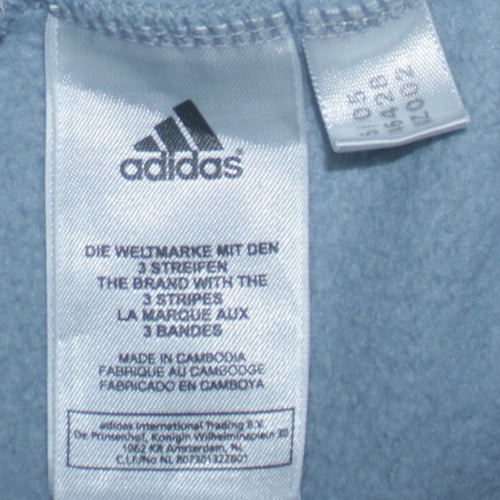 Adidas Men Blue 1/4 Zip Pullover Sweatshirt Size S Fleece Logo Top