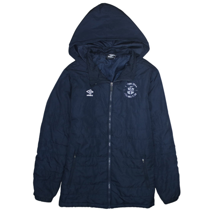 Umbro Men's Blue Hooded Puffer Jacket Size S Football Casual
