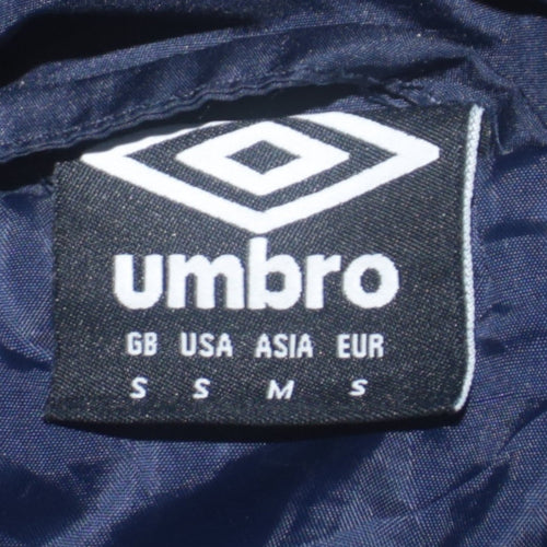Umbro Men's Blue Hooded Puffer Jacket Size S Football Casual