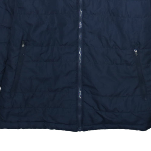 Umbro Men's Blue Hooded Puffer Jacket Size S Football Casual