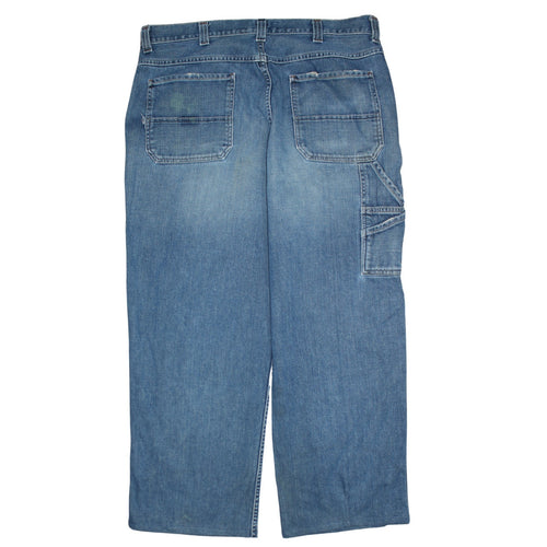 Old Navy Men's Blue Denim Painter's Straight Jeans 38x32 Relaxed Fit