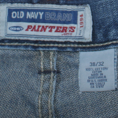 Old Navy Men's Blue Denim Painter's Straight Jeans 38x32 Relaxed Fit